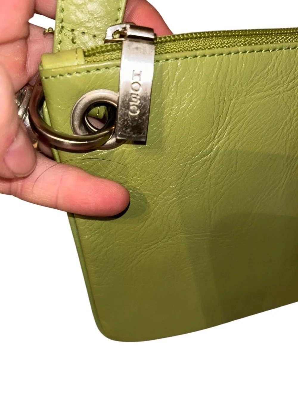 HOBO Spring Summer green leather wristlet clutch wallet bag purse